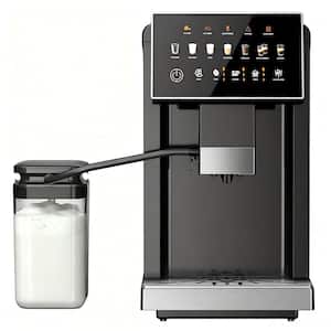 2-Cup Black Espresso Machine with Built-In Grinder and Automatic Milk Frother