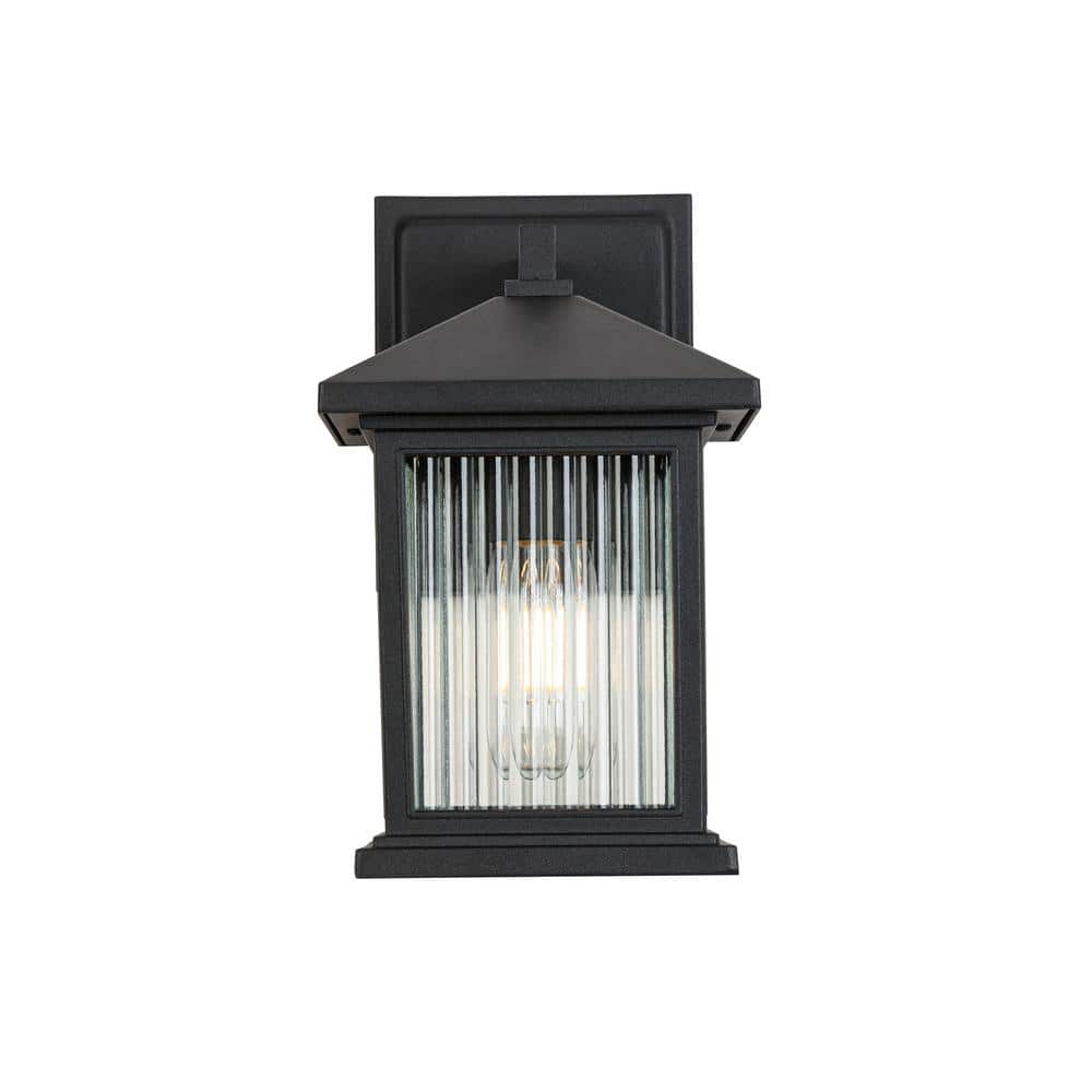 1-Light Black not Motion Sensing Outdoor HardWired Wall Lantern Sconce With