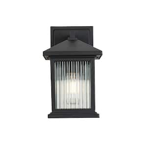 1-Light Black not Motion Sensing Outdoor HardWired Wall Lantern Sconce With No Bulbs Included