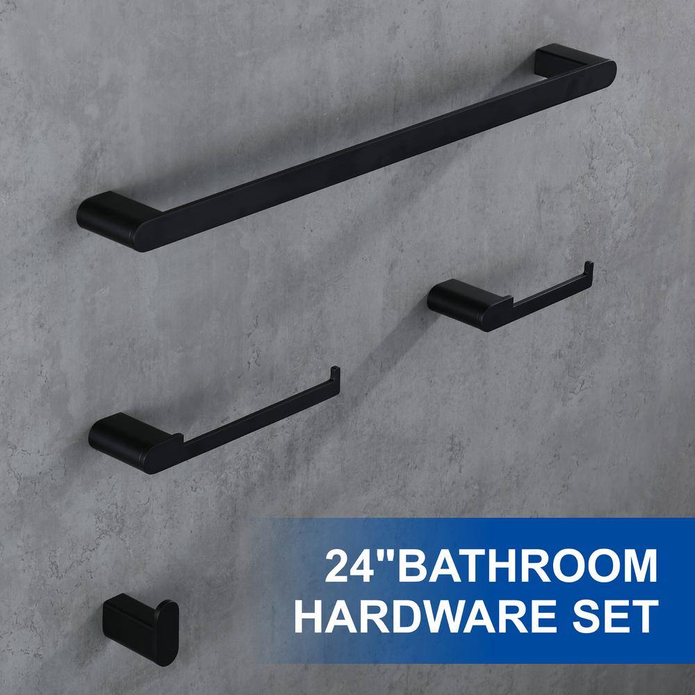 Matte Black 4-Piece Stainless Steel Bathroom Hardware Set