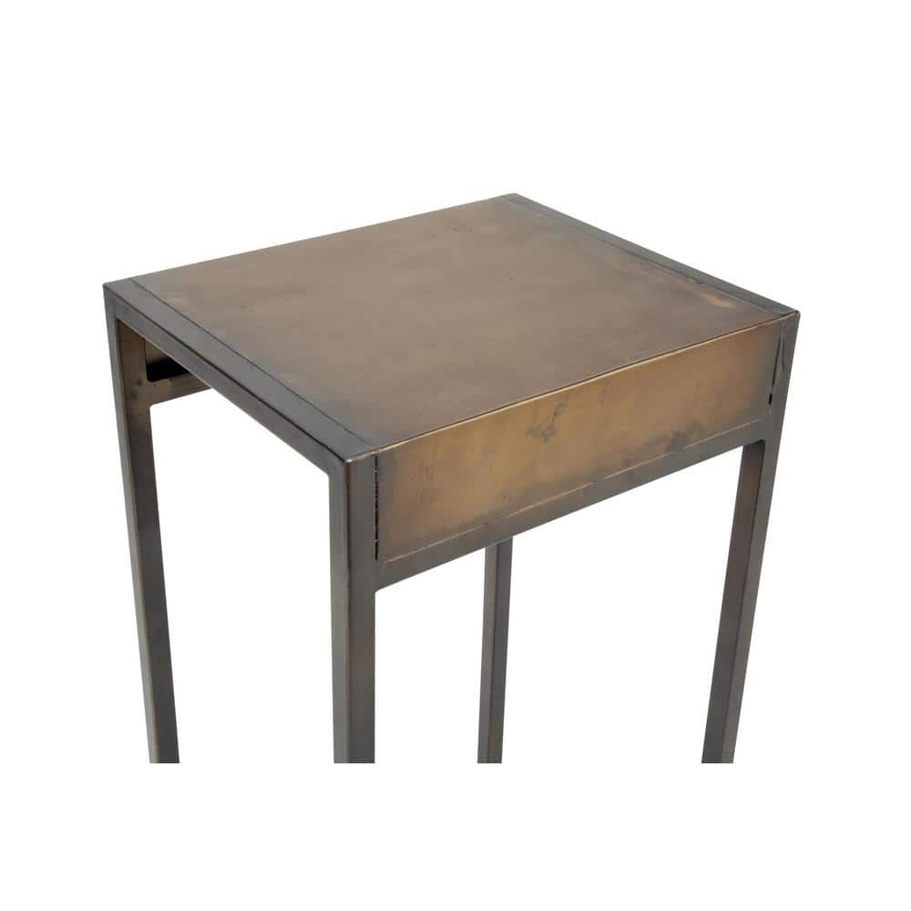 Burnished Gold and Black Metal Rectangular Nesting Tables Set