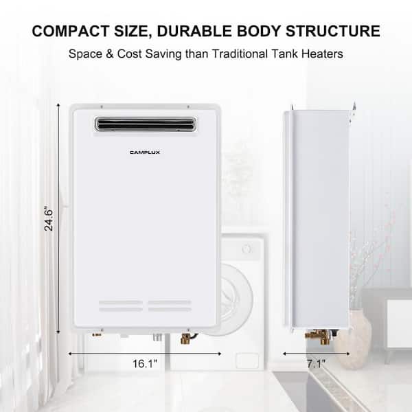 Camplux 26L 6.86 GPM Liquid Propane High Capacity Residential Outdoor Gas Tankless Water Heater
