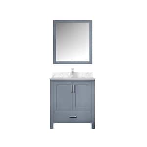 Jacques 30 in. W x 22 in. D Dark Grey Bath Vanity, Carrara Marble Top, Faucet Set, and 28 in. Mirror