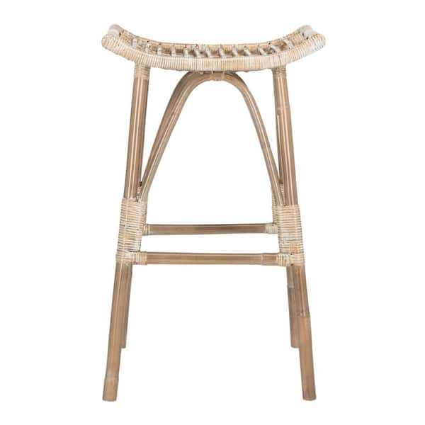 SAFAVIEH Leda 30.7 in. H Gray and White Wash Bar Stool