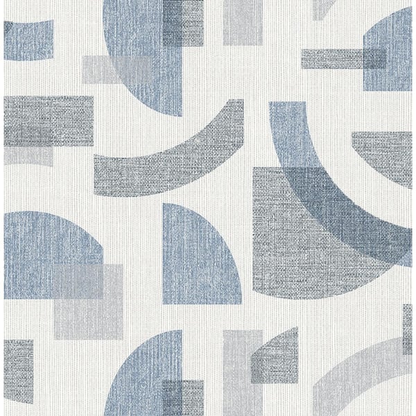 A-Street Prints Fulton Blue Shapes Textured Non-pasted Paper Wallpaper