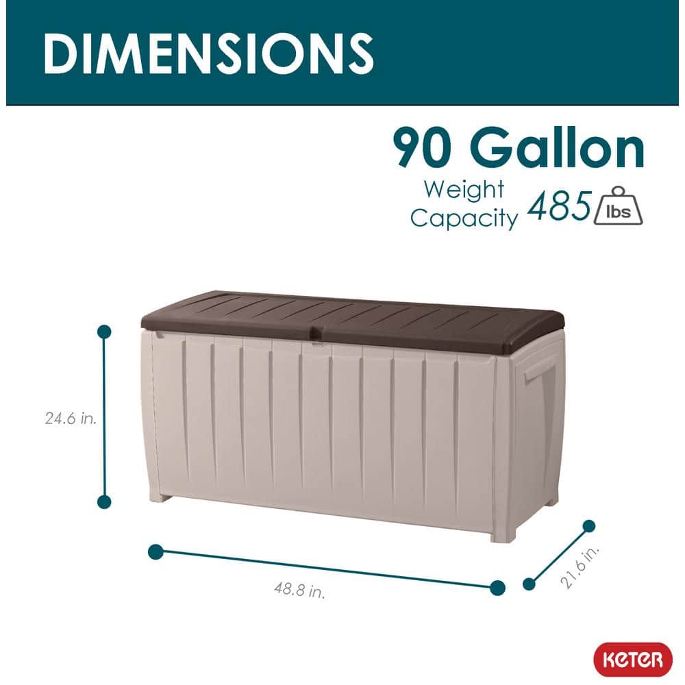 Beige and Brown 49" Lockable Weatherproof Plastic Deck Box