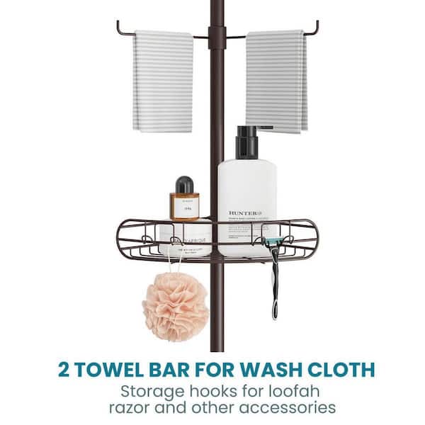 Shower Caddy 4Tier Storage Shelf Bathroom Corner Hanging Upright Rack Towel  Rail