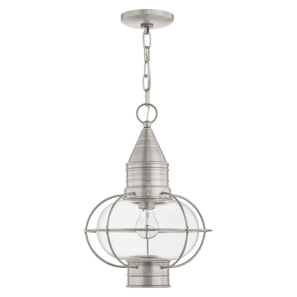 Brushed Nickel Globe Pendant Light with Clear Glass Shade