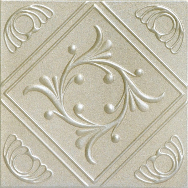 Diamond Wreath Onyx Gold 1.6 ft. x 1.6 ft. Decorative Foam Glue Up Ceiling Tile (259.2 sq. ft. /case)