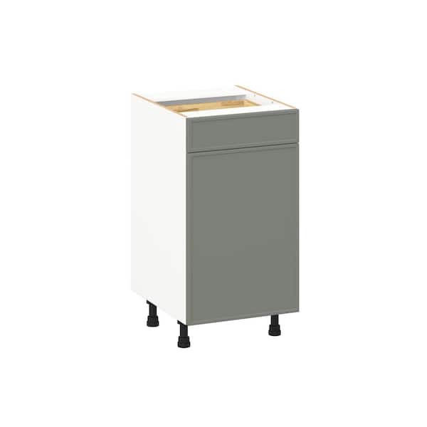 Fairview 18 in. W x 21 in. D x 34.5 in. H Assembled Slim Shaker Bath Base Kitchen Cabinet in Moss Green with 1-Drawer