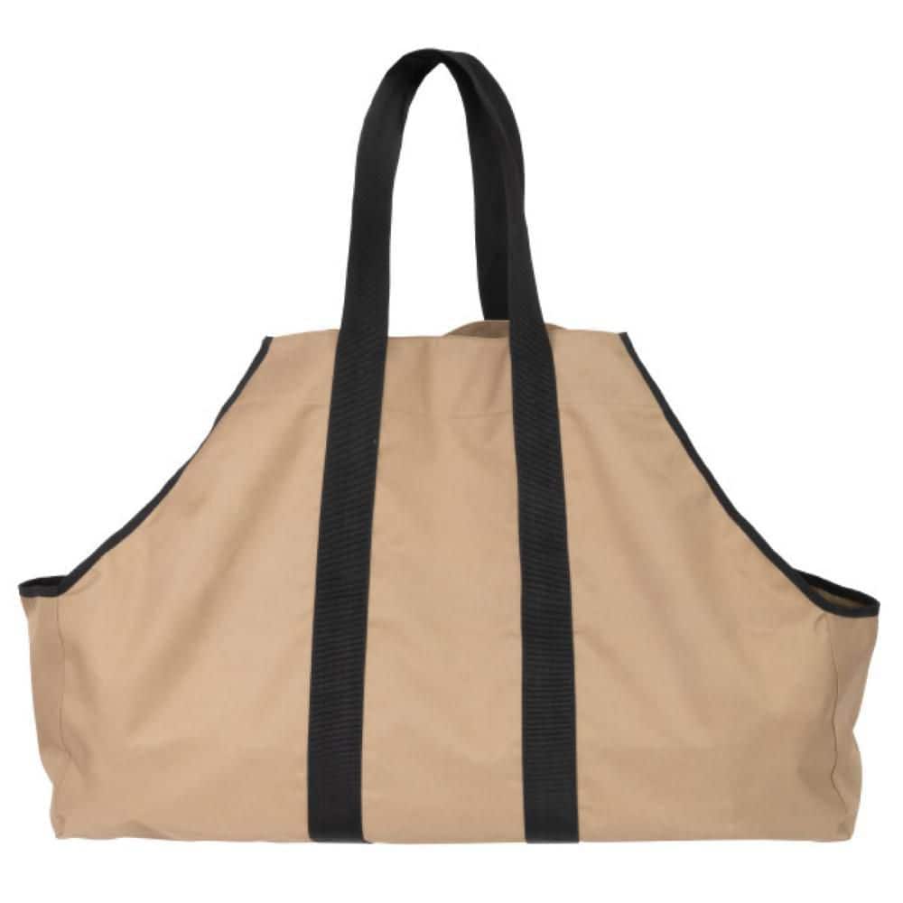 Tan Heavy-Duty Polyester Firewood Log Carrier Bag
