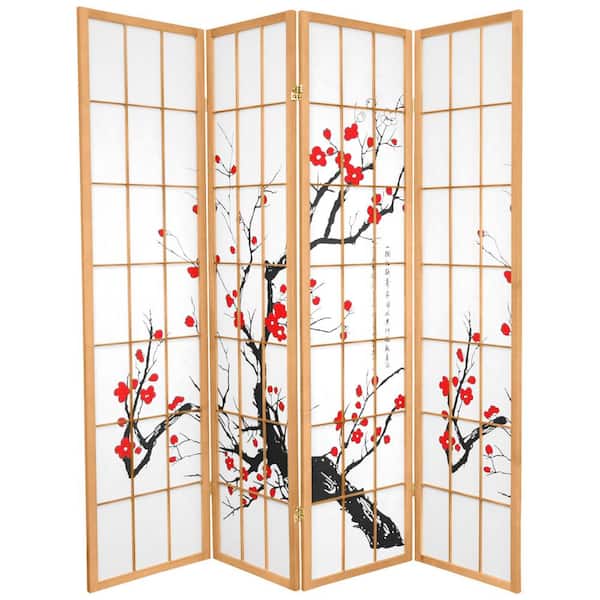 Oriental Furniture 6 ft. Natural 4-Panel Room Divider