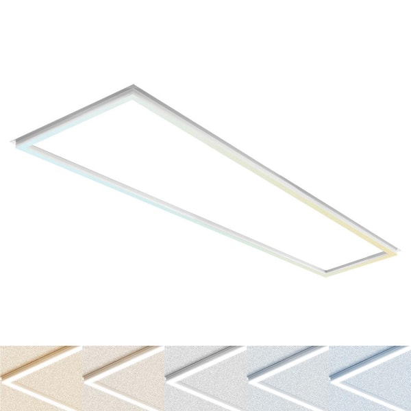 1 ft. x 4 ft. Frame LED Panel Lights 5CCT, 2600/3900/5200 Lumens, 20-Watt/30-Watt/40-Watt, Dimmable, Damp Rated