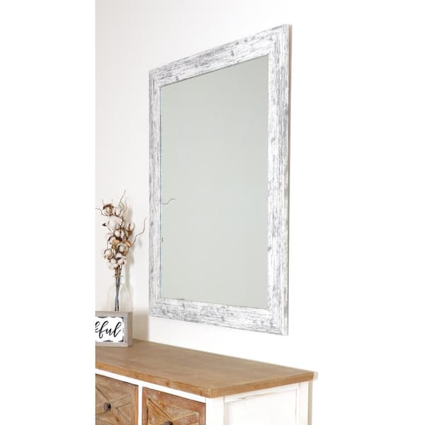 Brandtworks Distressed 32 In W X 32 In H Framed Square Bathroom Vanity Mirror In Distressed White Bm032sq The Home Depot