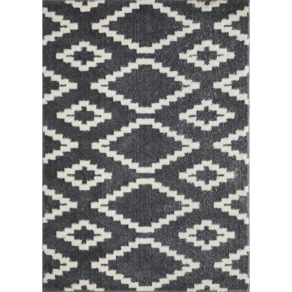 LOOMAKNOTI Vemoa Aslayn Blue 7 ft. 10 in. x 9 ft. 10 in. Geometric Polyester Area Rug