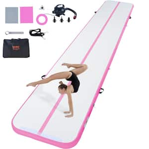 Gymnastics Air Mat 4 in. Thickness Inflatable Gymnastics Tumbling Mat with Electric Pump, 20 ft, Pink