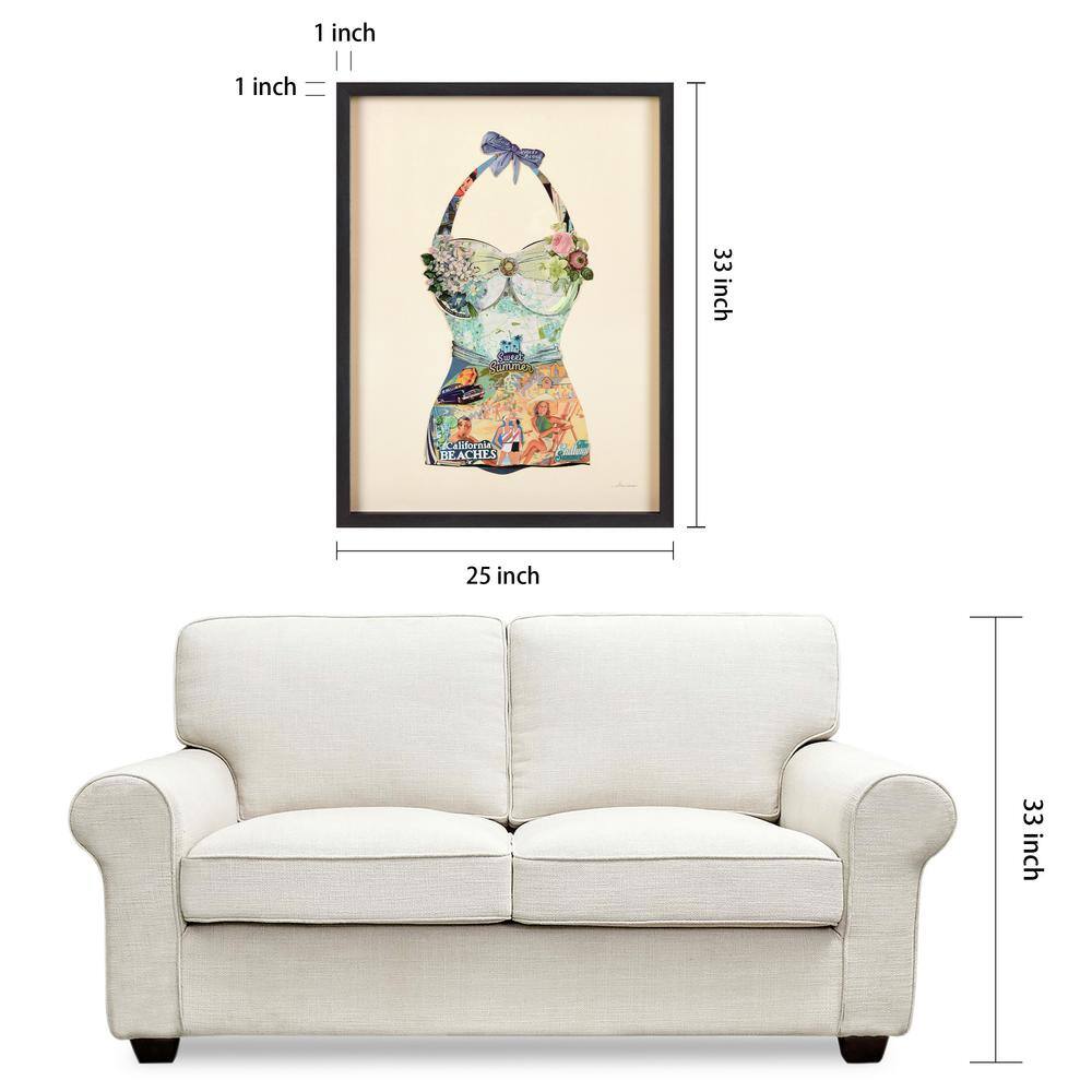 California Beach Floral Collage Framed Graphic Art, 25" x 33"