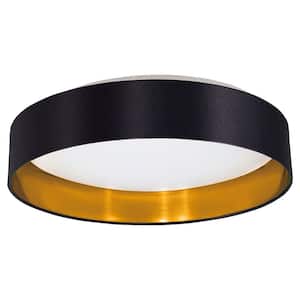 Maserlo 15.95 in. W x 4.125 in. H Black/Gold LED Semi-Flush Mount with White Plastic Diffuser