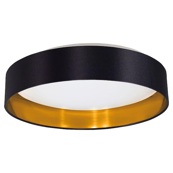 Eglo Maserlo 15.95 in. W x 4.125 in. H Black/Gold LED Semi-Flush Mount with White Plastic Diffuser