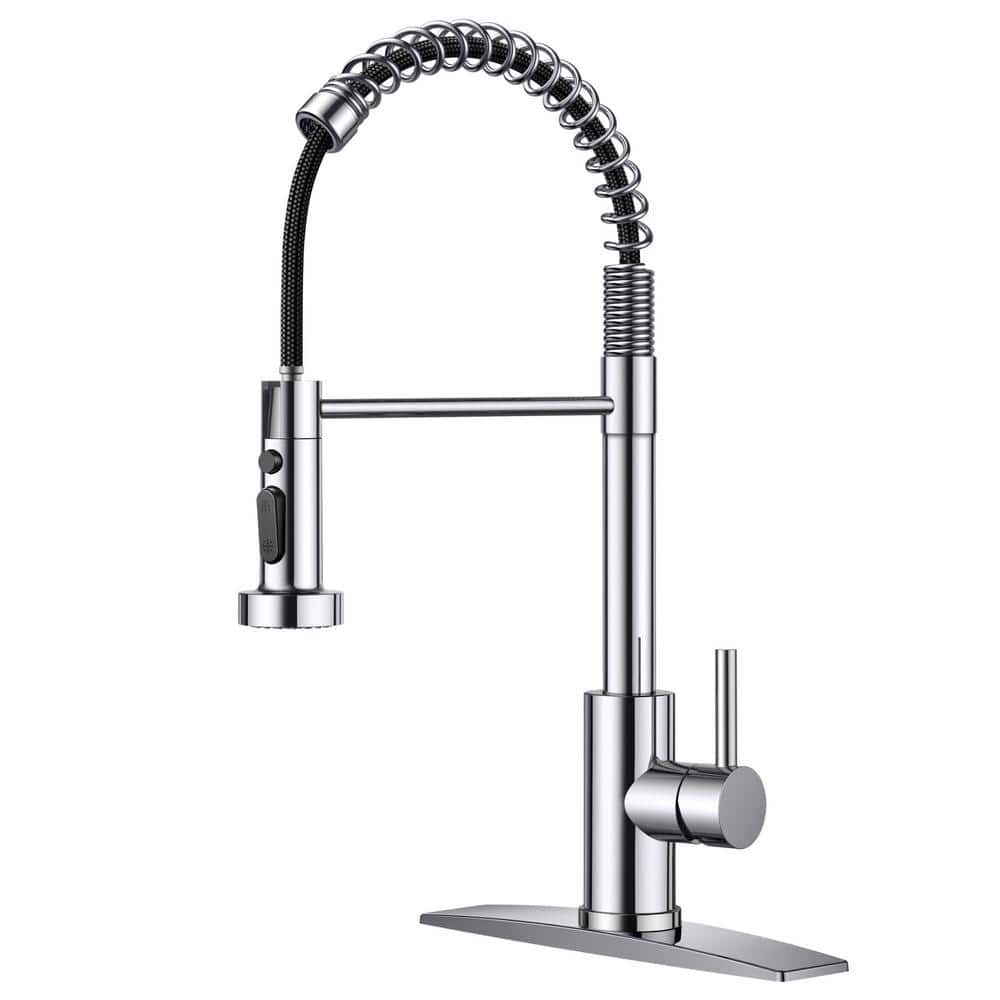 Single Handle Pull Down Sprayer Kitchen Faucet with Advanced Spray Goosenec