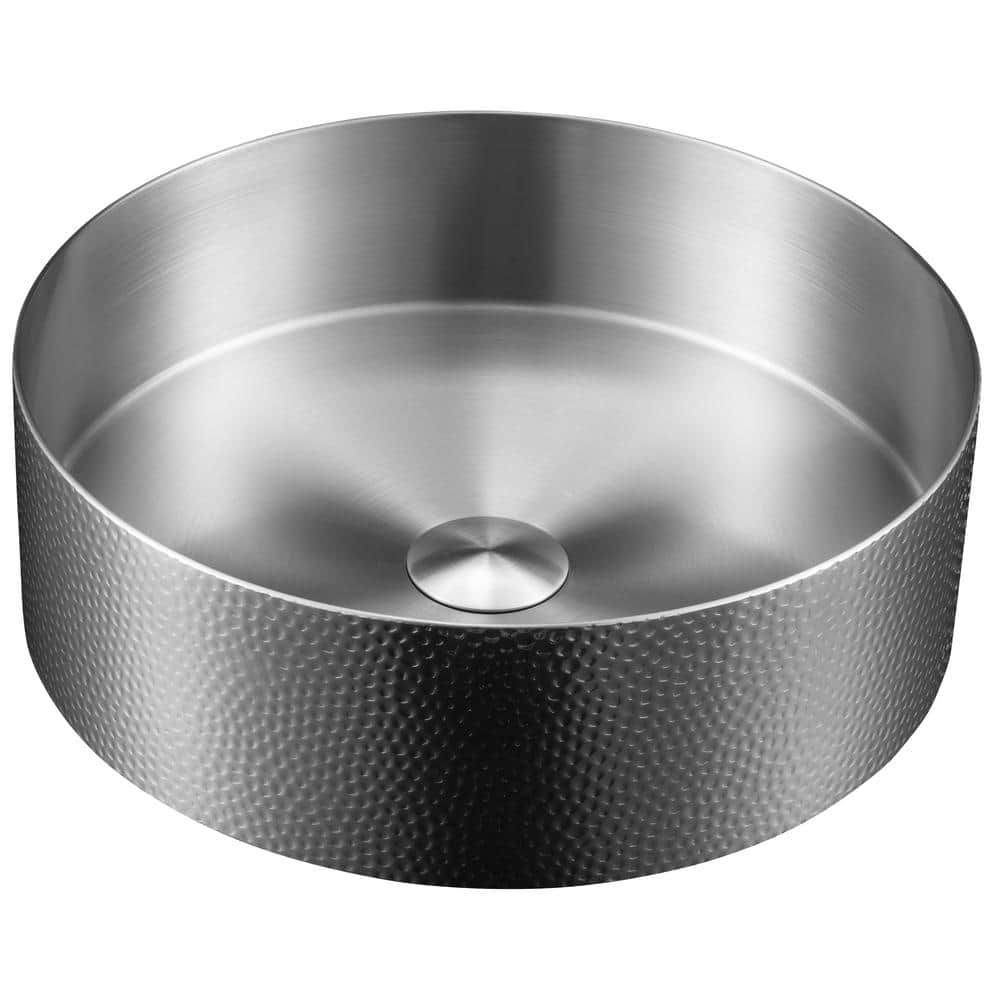 CCV100 15 in . Stainless Steel Vessel Bathroom Sink in Gray Stainless Steel