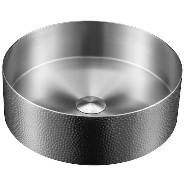 null CCV100 15 in . Stainless Steel Vessel Bathroom Sink in Gray Stainless Steel