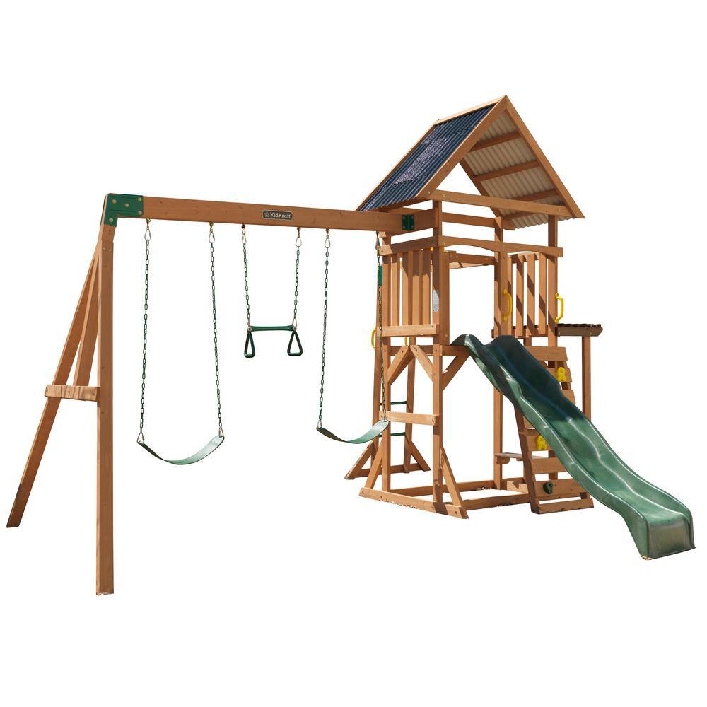 Lawnmeadow Wooden Swing Set/Playset with Slide, Sandbox, Telescope & Monkey Bars