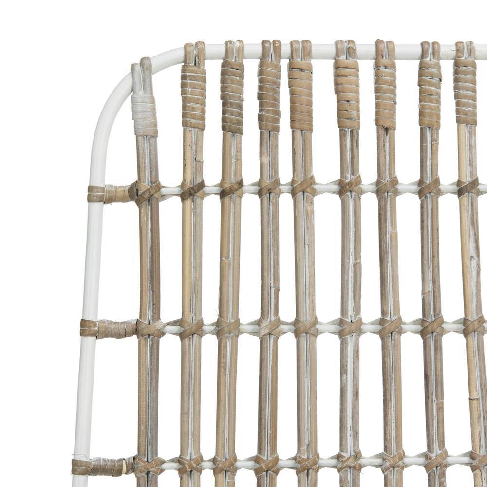 Minerva White Rattan Cane Dining Chair Set with Hairpin Legs