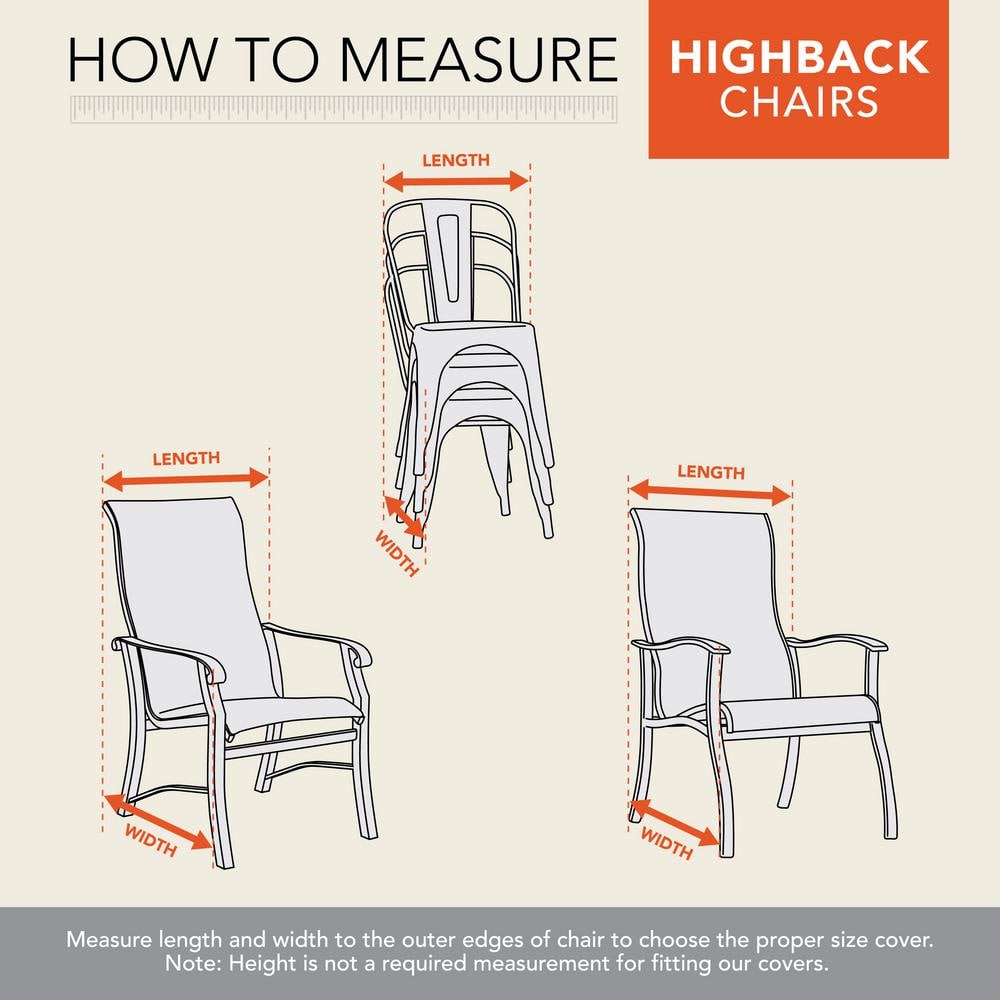 Beige High Back Patio Chair Covers, 27" x 27" x 49", Weather-Resistant