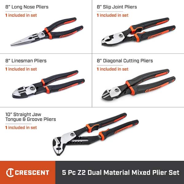 Z2 Mixed Pliers Set with Dual Material Grips (5-Piece)