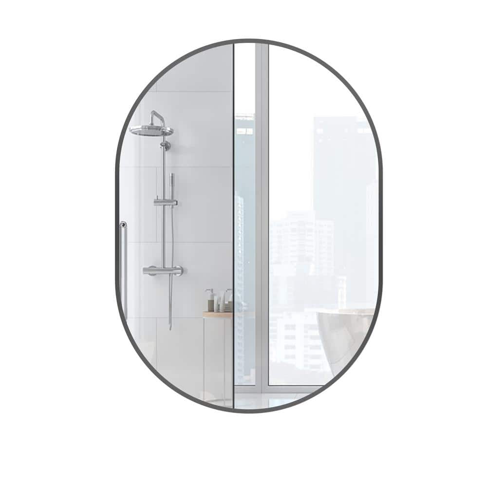 HBEZON Athena 20 in. W x 28 in. H Small Oval Aluminum Framed Wall ...