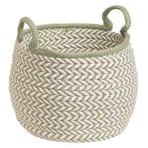 Prev 12 in. x 12 in. x 12 in. White and Green Round Basket