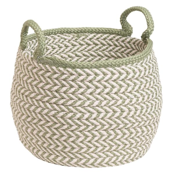 Colonial Mills Preve 15 in. x 15 in. x 15 in. White and Green Round Basket