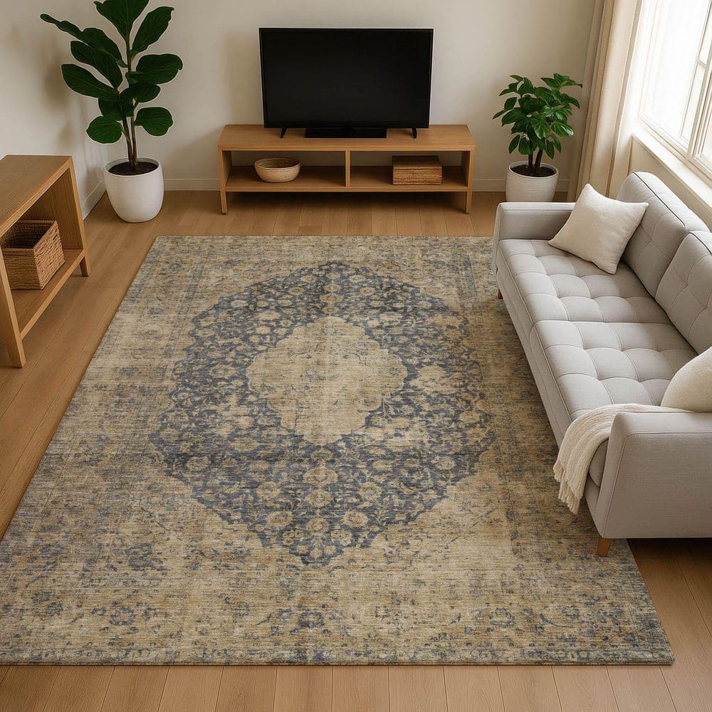 Mayfield Premium Machine Washable Abstract AMF1657 Charcoal 3 ft. x 5 ft. Area Rug price history on PriceWatchPro