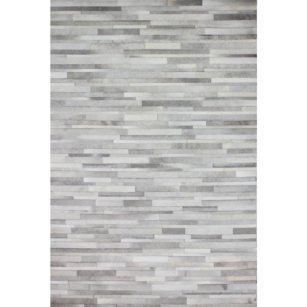 Santa Fe Grey 8 ft. x 10 ft. Striped Contemporary Area Rug