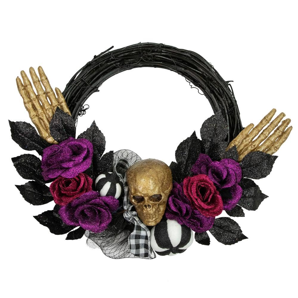 22- Inch Skull with Hands and Purple Roses Unlit Twig Halloween Wreath price history on PriceWatchPro