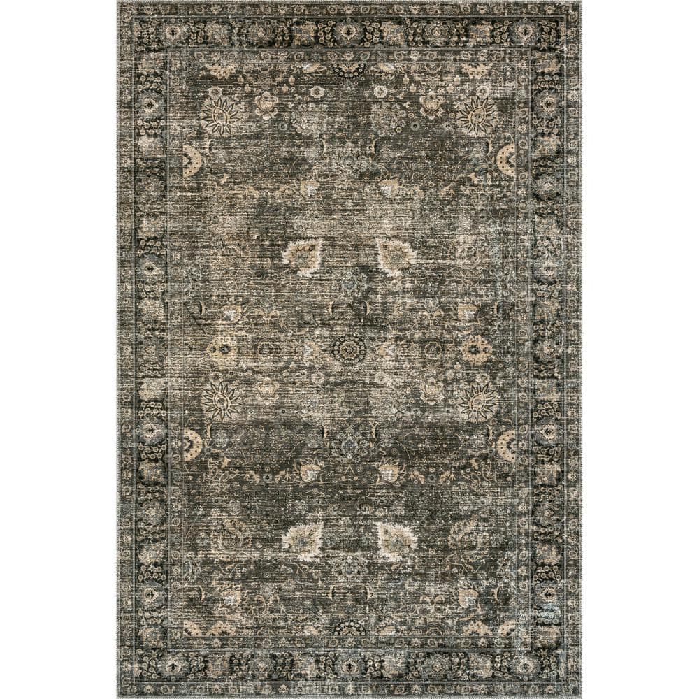 nuLOOM Lauren Liess Bayberry Vintage Machine Washable Dark Gray 9 ft. x