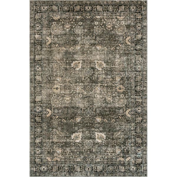 RUGS USA Bayberry Vintage Machine Washable Dark Gray 9 ft. x 12 ft. Transitional Area Rug