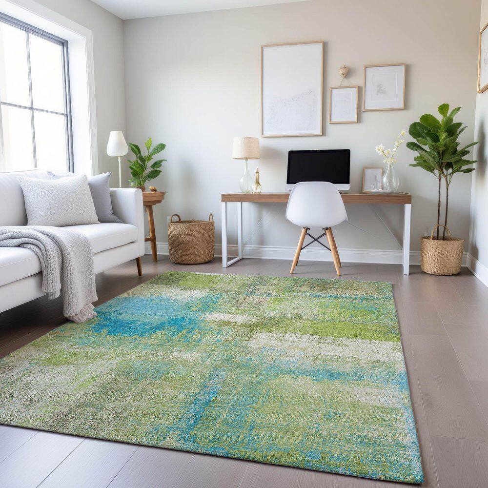 Mayfield Premium Machine Washable Abstract AMF1354 Lime 10 ft. x 14 ft. Area Rug price history on PriceWatchPro