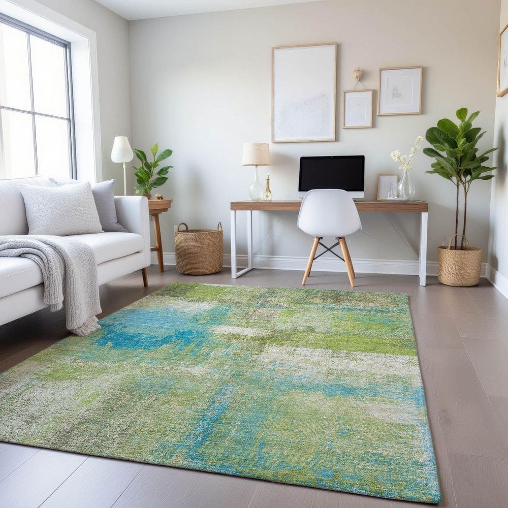 Mayfield Premium Machine Washable Abstract AMF1354 Lime 9 ft. x 12 ft. Area Rug price history on PriceWatchPro