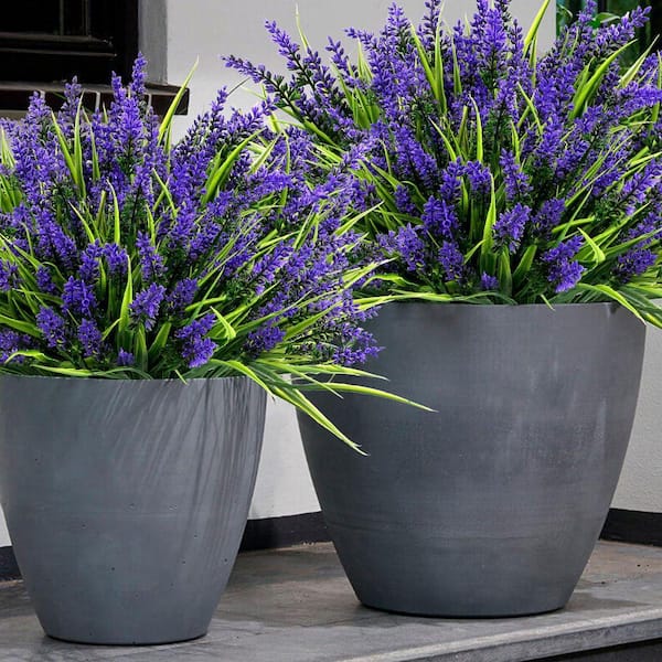 48 Bundles UV Resistant Plastic Faux Plants, 14.5 in. Purple