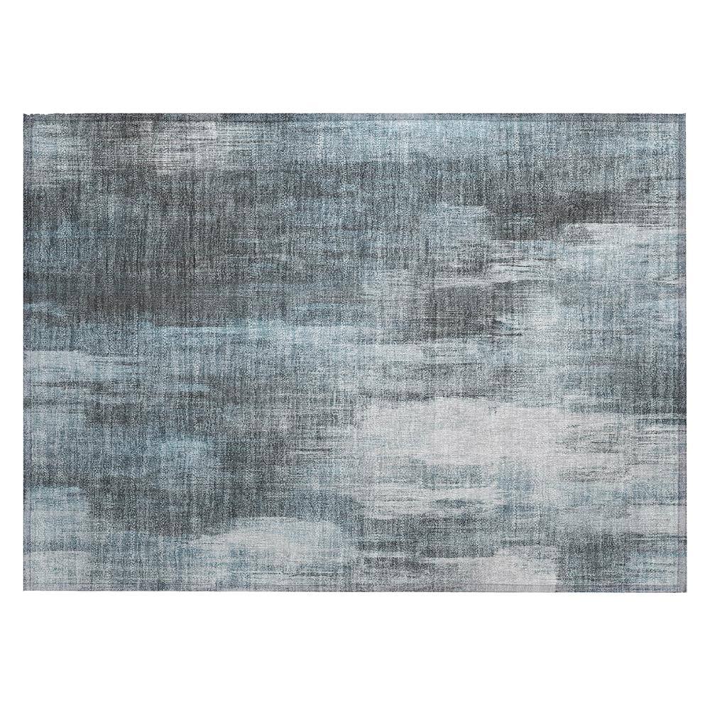 Teal Rectangular Machine Washable Stain-Resistant Rug