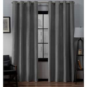 Loha Black Pearl Solid Light Filtering Grommet Top Curtain, 54 in. W x 96 in. L (Set of 2)