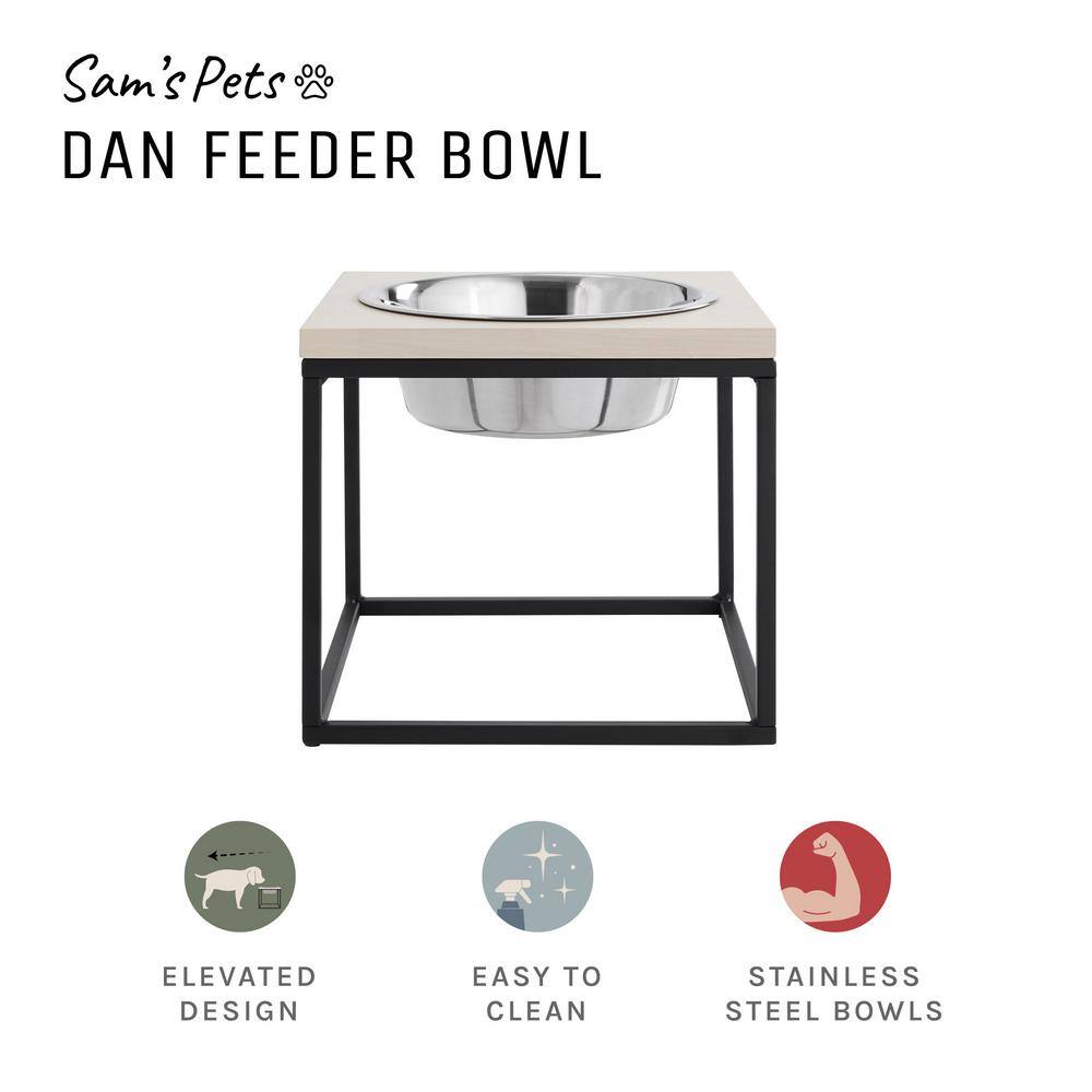 Dan Elevated Stainless Steel Pet Bowl with Wood Frame