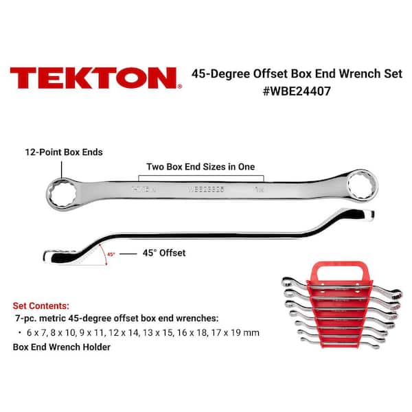 45-Degree Offset Box End Wrench Set, 7-Piece (6-19 mm) - Holder