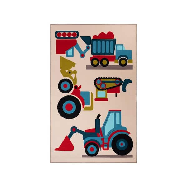SUPERIOR Kids Country Trucking Multi-Color 2 ft. x 3 ft. Non-Slip Area Rug
