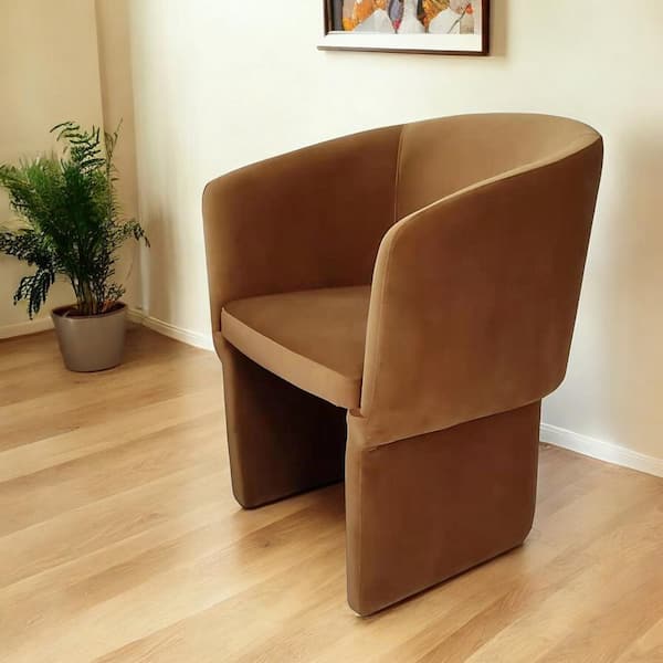 HomeRoots Burnt Umber Upholstered Velvet Arm Chair