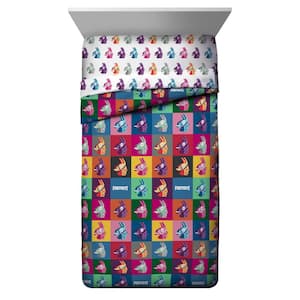 Fortnite Llama Warhol 4-Piece Multi-Colored Twin Bed Set