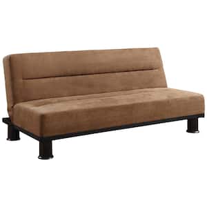 Grayson 70.5in. Armless Brown Microfiber Upholstered Rectangle Sofa in. Brown color