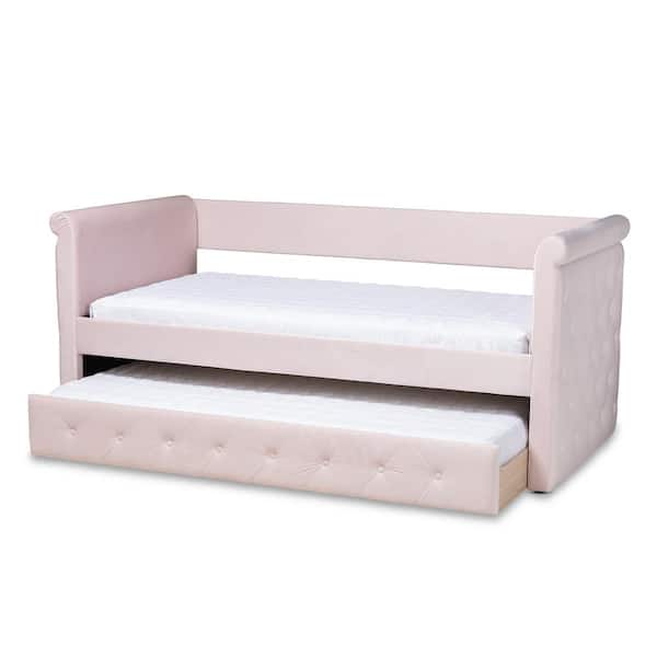 Baxton Studio Amaya Light Pink Twin Trundle Daybed
